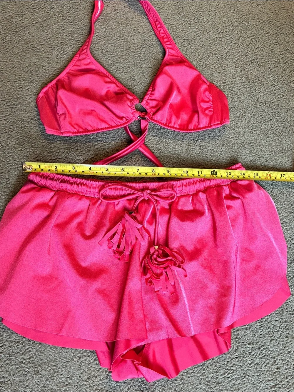 Women’s Venus Hot Pink Bikini Top C Cup Shorts Bottoms Size 8 Two Piece Swimsuit